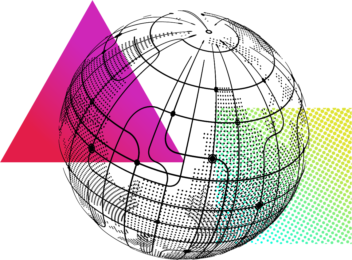 illustration of interconnected globe with stylized shapes | 2022 education trends artificial intelligence driven learning | Carnegie Learning